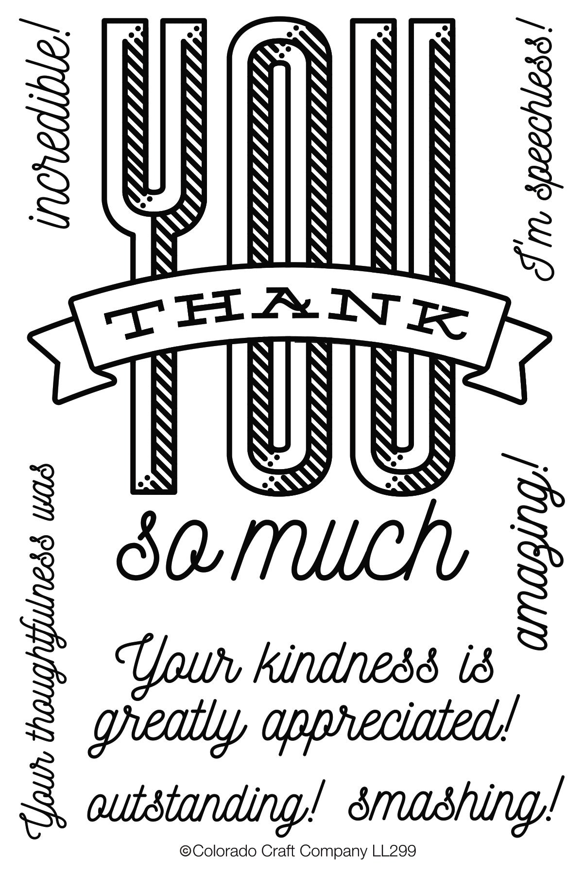 Colorado Craft Company Clear Stamps 4"X6" - Thank You So-Savvy Sentiments