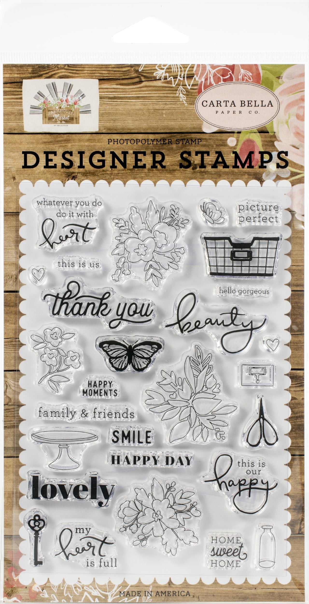 Echo Park Paper Carta Bella Stamps - Happy Moments, Farmhouse Market