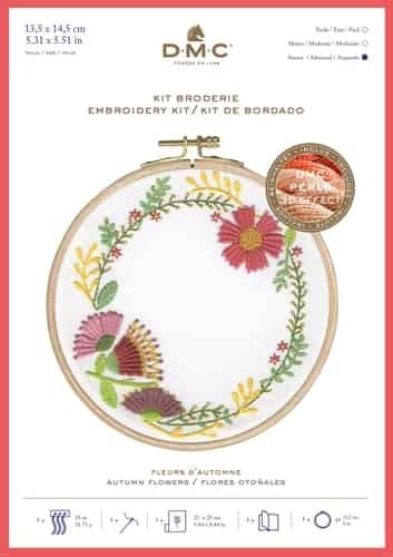 DMC Autumn Flowers Embroidery Kit with Hoop