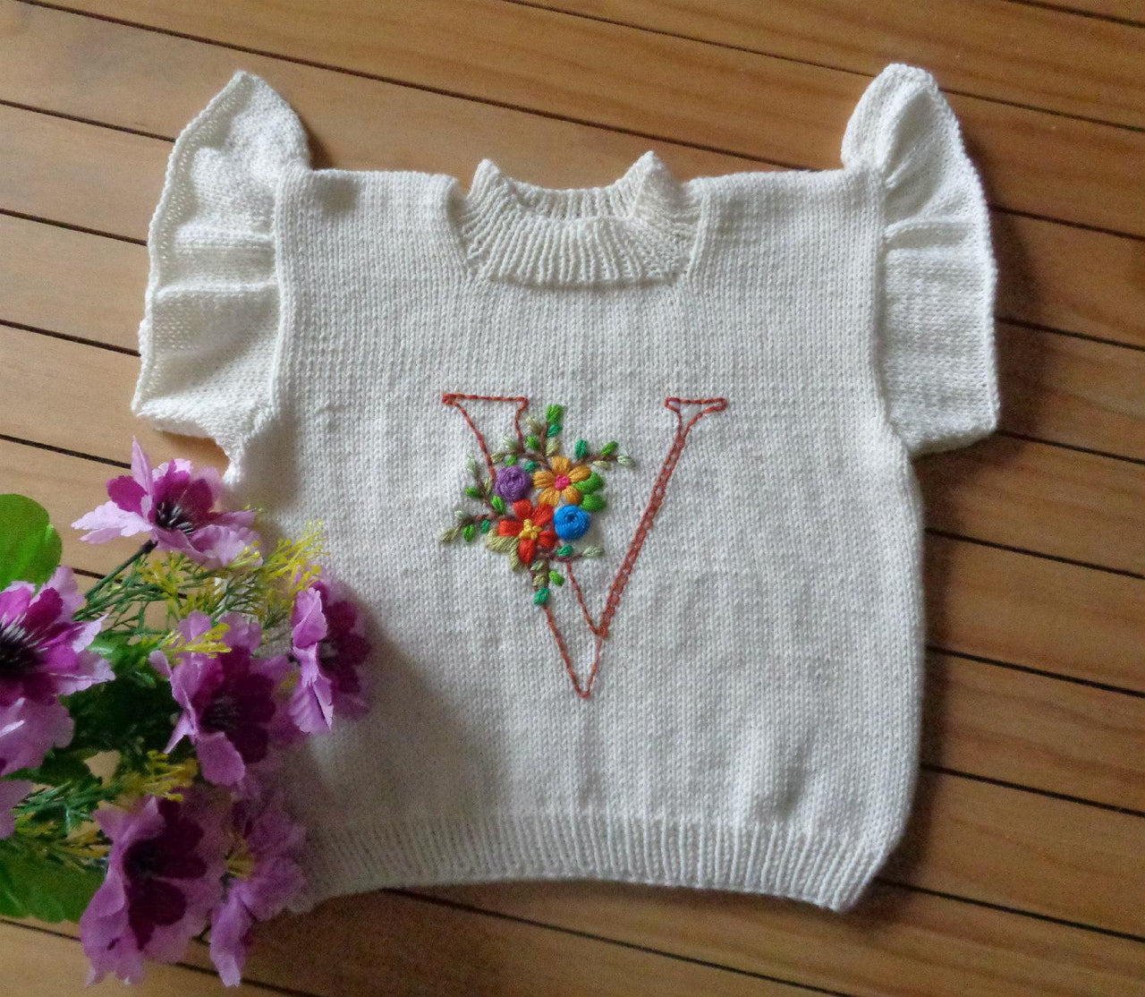 Floral Initial Baby Tee