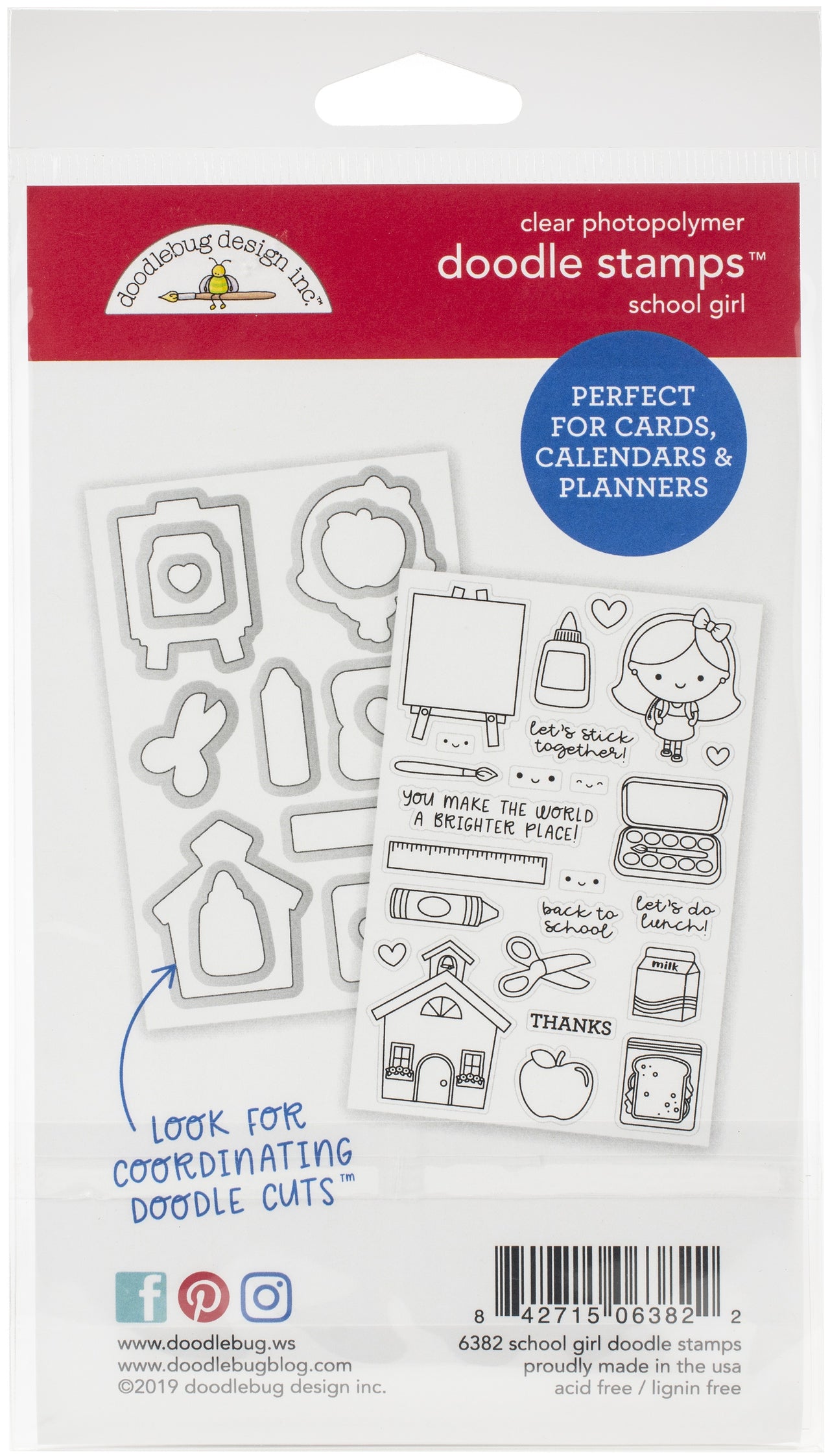 Doodlebug Clear Doodle Stamps - School Girl, School Days