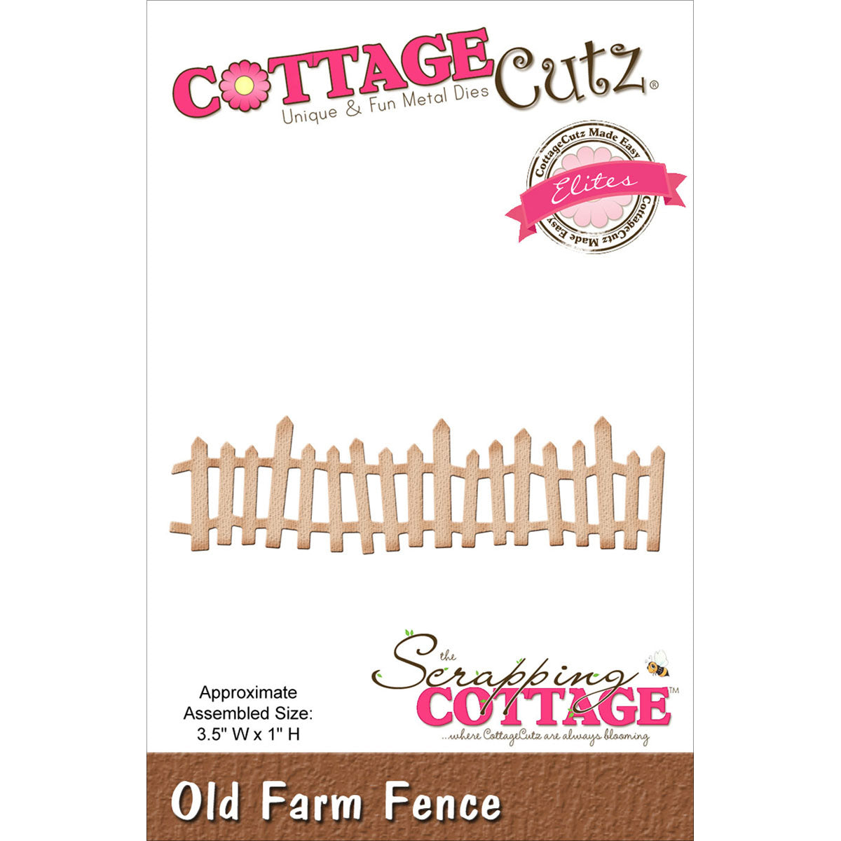 CottageCutz Elites Die - Old Farm Fence 3.5"X1"