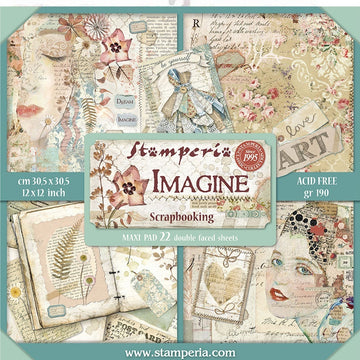 Stamperia Intl Stamperia Double-Sided Paper Pad 12"X12" 22/Pkg - Imagine, 22 Designs/1 Each