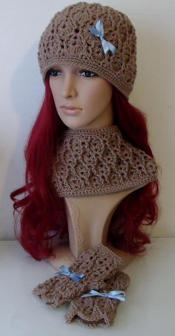 Hat with Cable & Eyelet Design - Slouch or Beanie