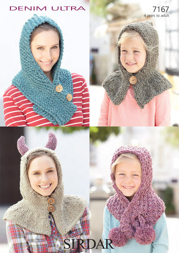 Hoods and Scarves in Sirdar Denim Ultra Super Chunky - 7167 - Downloadable PDF