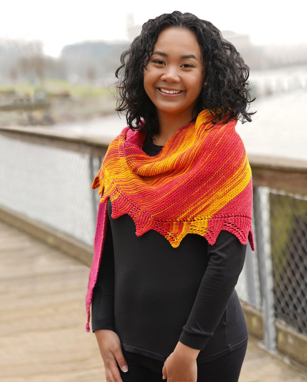 Rosey Sunrise Shawl in Cascade Yarns Paradigm Shift Lite - FW285 - Downloadable PDF