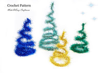 Crochet Christmas Tree Pattern - Mini Tinsel Trees, Tabletop Xmas Decor, Easy Beginner Pattern