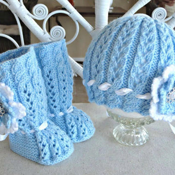 Knitting PATTERN Baby Girl Baby Cap and Baby Shoes