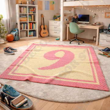 Number 9 C2C Crochet Blanket Pattern | Kids Decor Throw