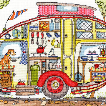 Bothy Threads Cut Thru' Vintage Caravan Cross Stitch Kit - 36cm x 26cm