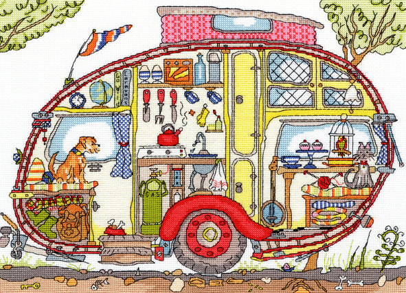 Bothy Threads Cut Thru' Vintage Caravan Cross Stitch Kit - 36cm x 26cm