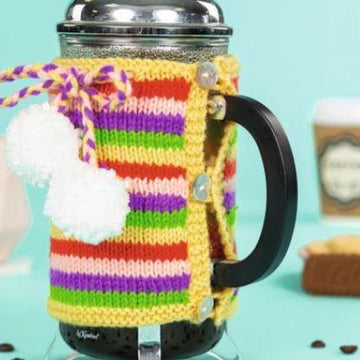 Stripes and Pompom Cafetiere Cosy