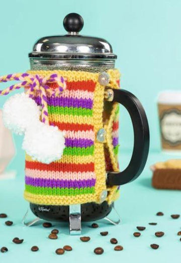 Stripes and Pompom Cafetiere Cosy