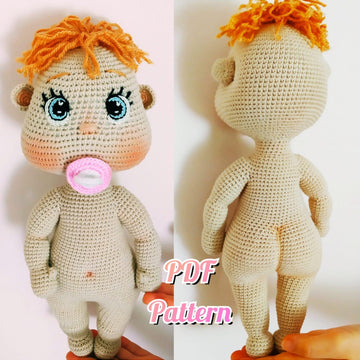 Crochet doll pattern, Amigurumi doll pattern, Crochet baby doll pattern, Crochet doll body, Lulu doll pattern (English, Deutsch, Français)