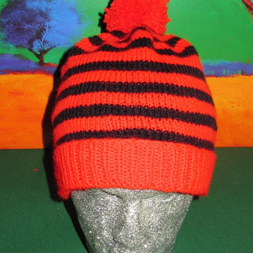 Simple Stripe Bobble Beanie Hat