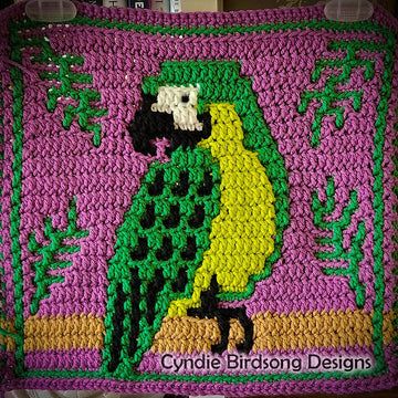 Tropical Macaw - mosaic crochet square
