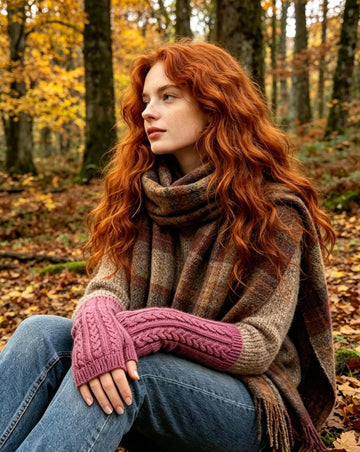 Fine Triple Plaited Cable Mitts