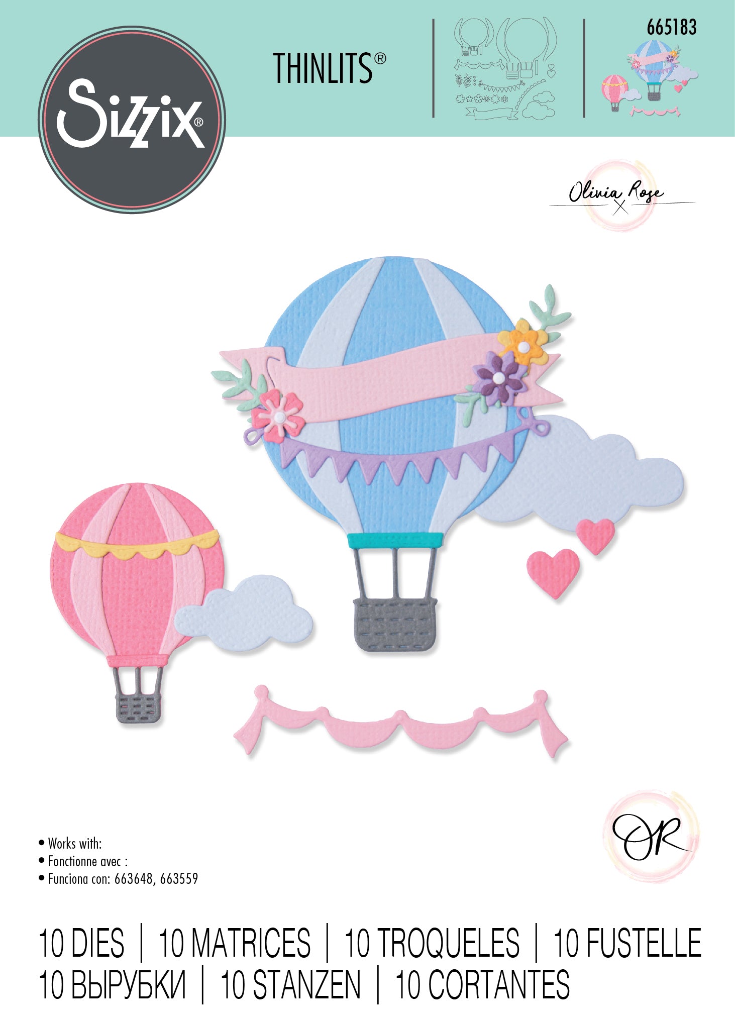 Sizzix Thinlits Die Set 10PK - Hot Air Balloon by Olivia Rose
