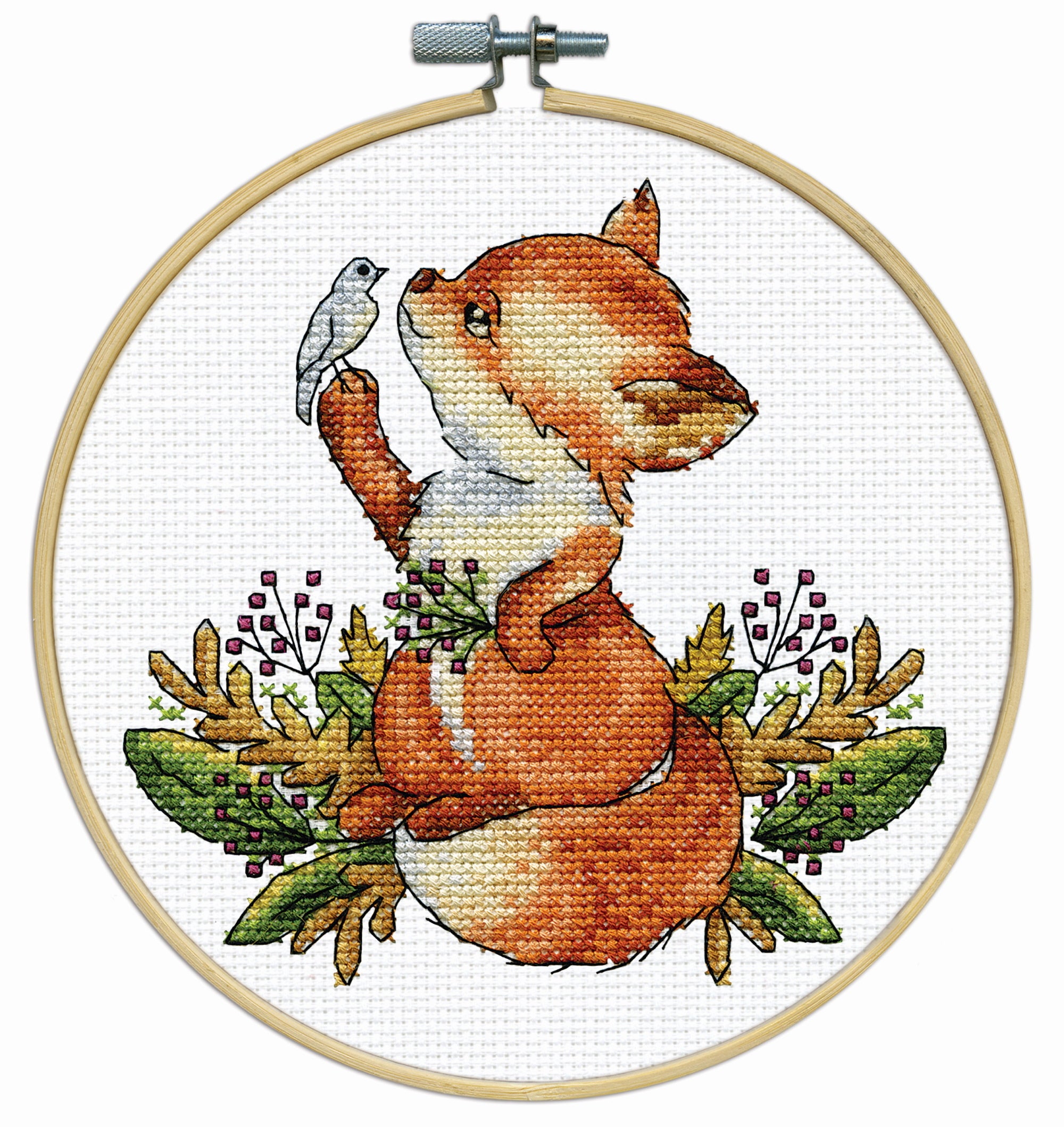 Design Works Fox with Hoop Cross Stitch Kit - 20cm x 20cm
