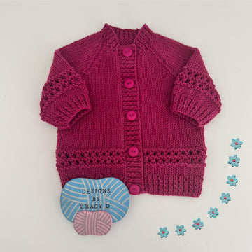 Adele Baby knitting pattern short/long sleeve Cardigan 16-20" chest size