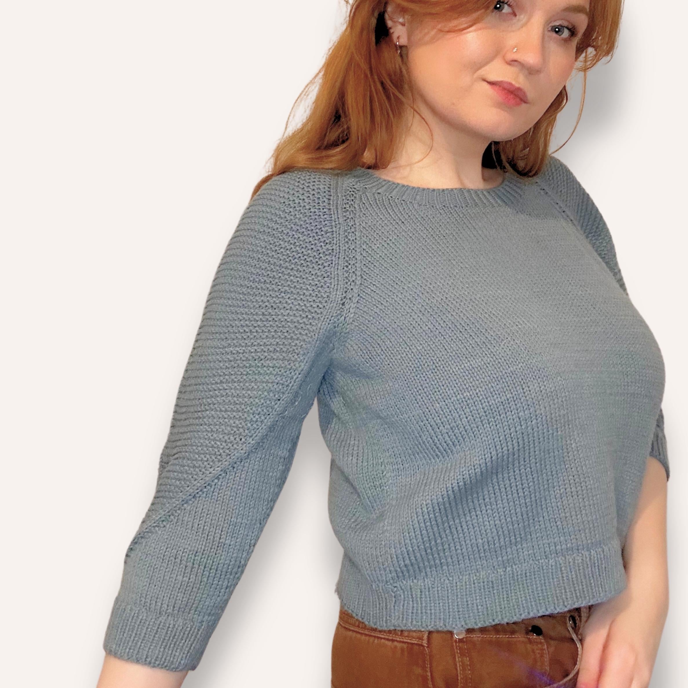 Passerine Feather Raglan Crop Sweater