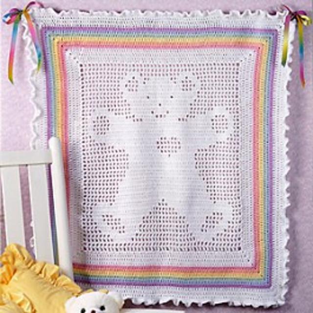 Teddy's Rainbow Baby Crochet Afghan