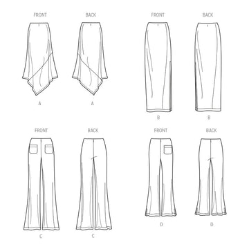 Simplicity Misses' Knit Skirts and Pants in Two Lengths S9751 - Sewing Pattern