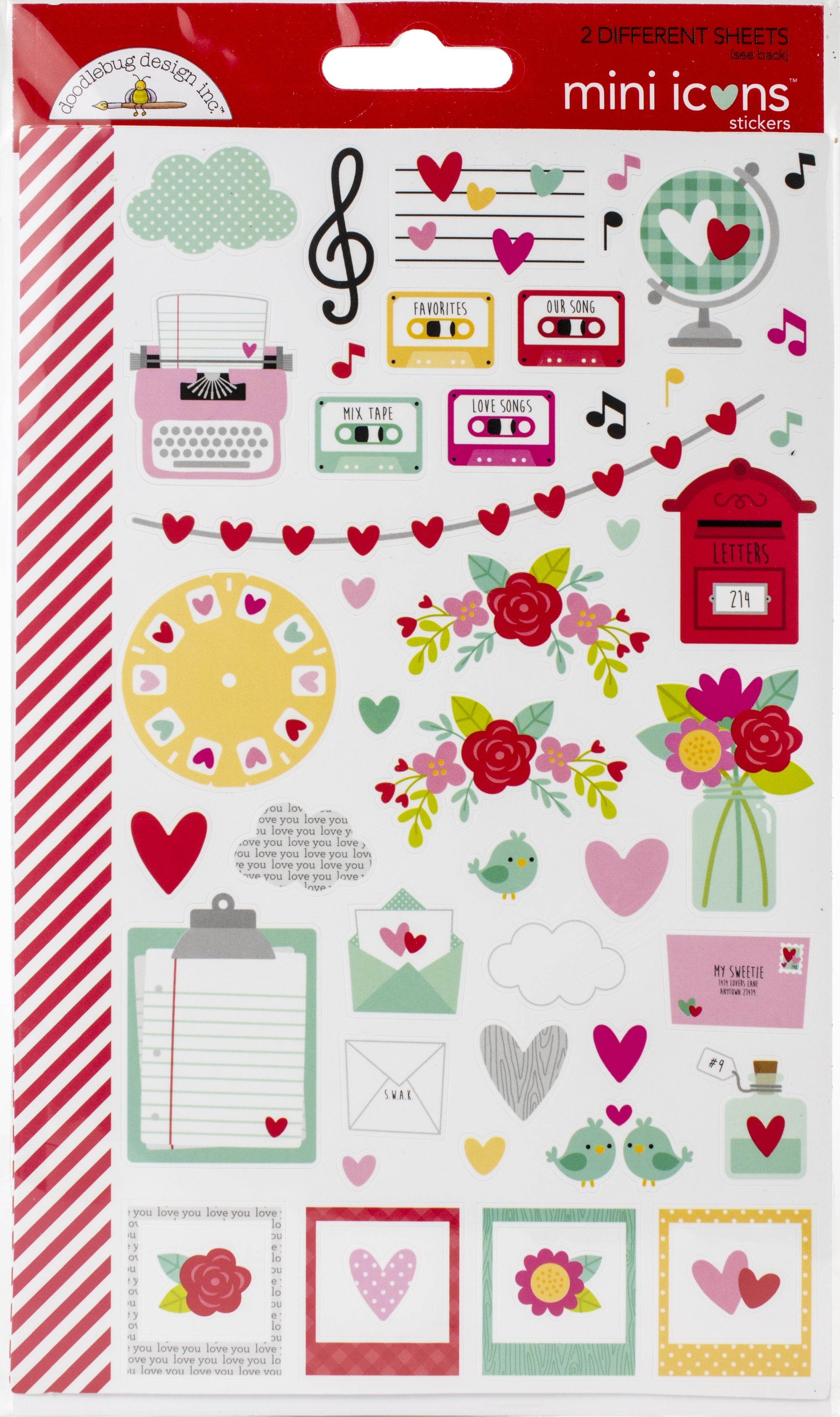 Doodlebug Dooblebug Mini Cardstock Stickers 2/Pkg - Love Notes Icons