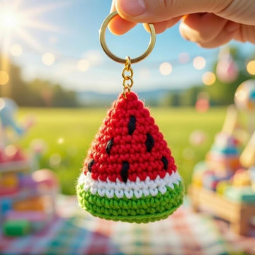 Watermelon Crochet Keychain Pattern PDF + Video Tutorial