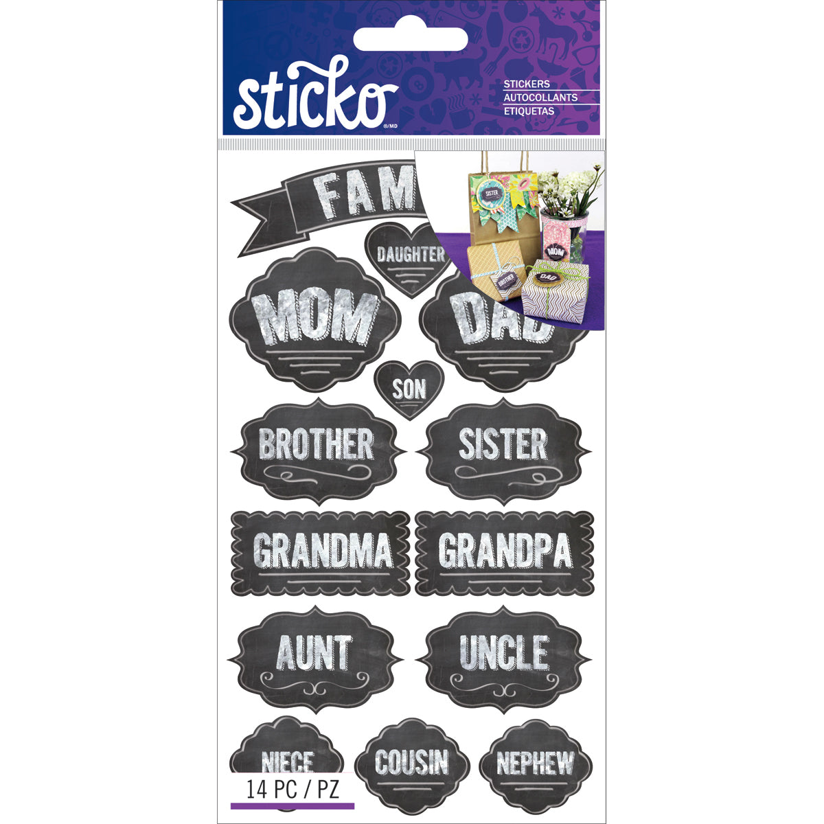 Sticko Chalk Label Stickers - Family