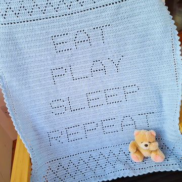 Eat Play Sleep Repeat Filet Blanket