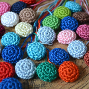Crochet covered buttons. Round craft buttons. Decorative buttons