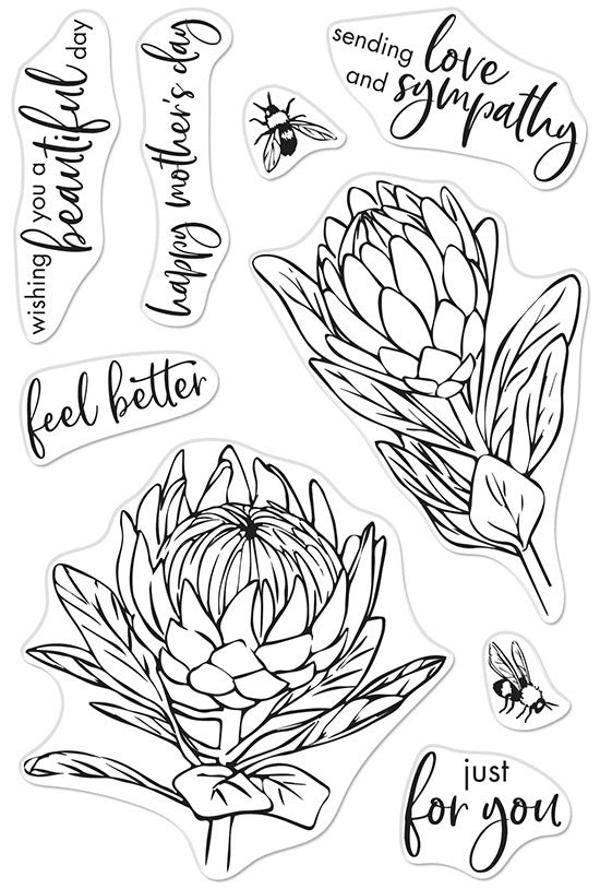 Hero Arts Clear Stamps 4"X6" - Protea Flowers