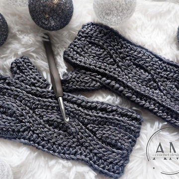 Cables knit-look mitts