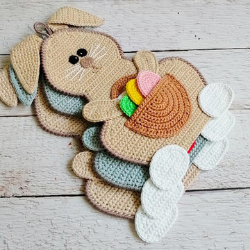 329 Rabbit with muffin basket egg bows