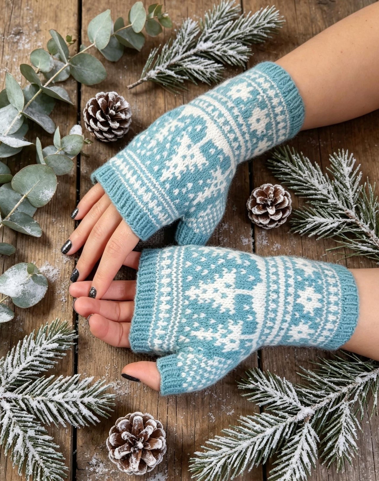 Snowfall Fairisle Nordic Mitts