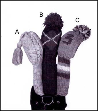 Golf Club Covers with Initials in Lion Brand Wool-Ease