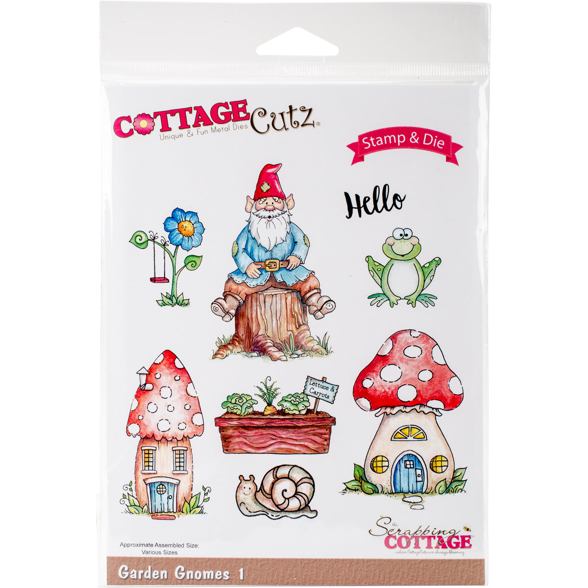 CottageCutz Stamp & Die Set - Garden Gnomes 1