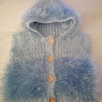 Baby Knitting Pattern GILLET & FUR BOOTS 3-6mths & 6-9mths