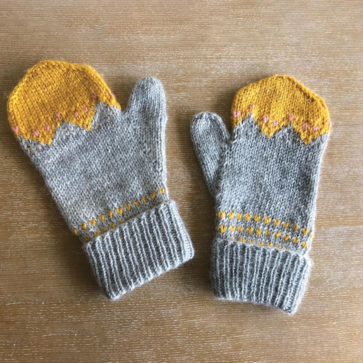 Colour Block Mittens Knitting Pattern