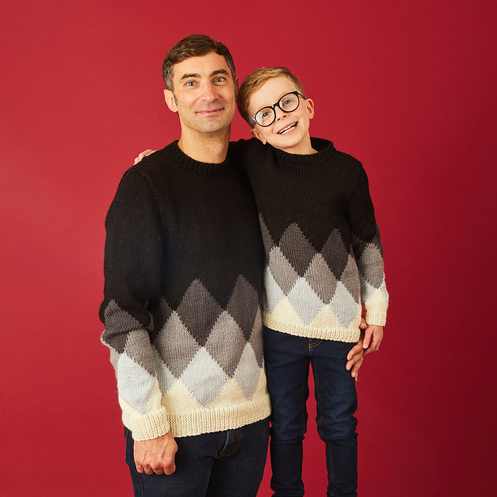 " Gray-dient Sweater " - Free Sweater Knitting Pattern For Boys and Men in Paintbox Yarns Wool Mix Aran by Paintbox Yarns