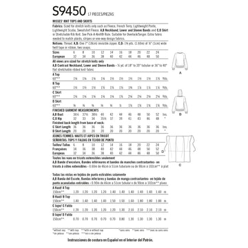 Simplicity Misses' Knit Tops and Skirts S9450 - Sewing Pattern