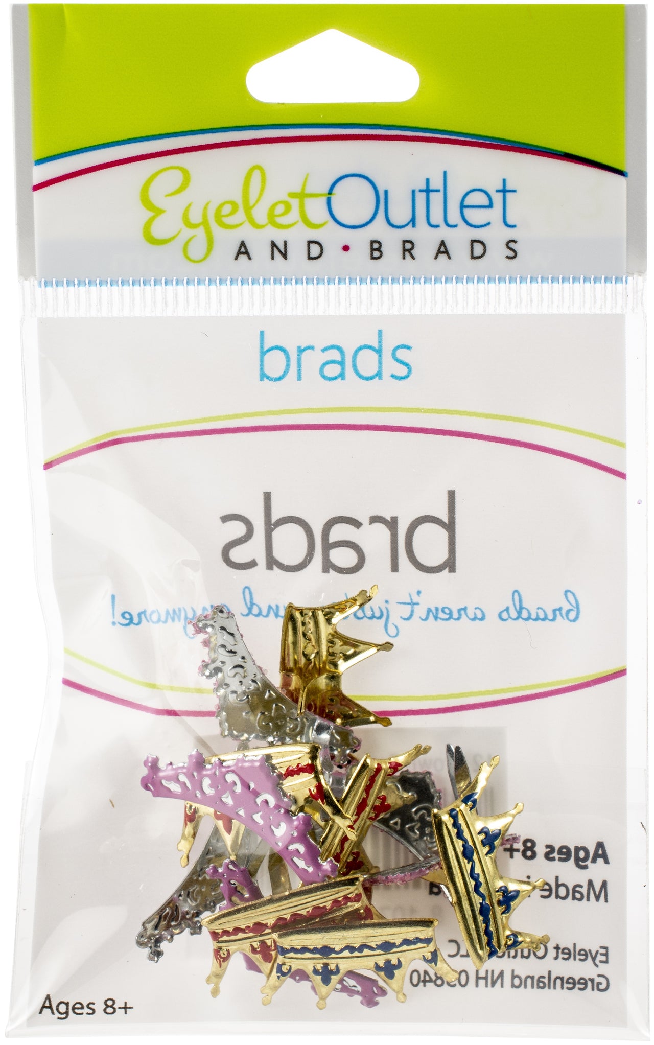 Eyelet Outlet Shape Brads 12/Pkg - Crown