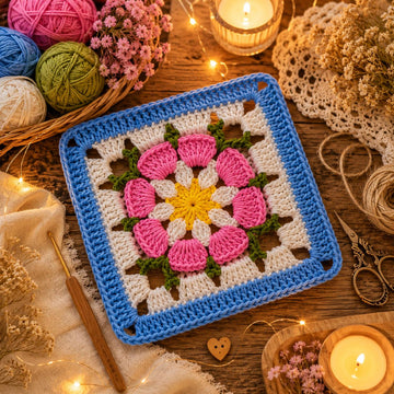 Crochet Square Motif PDF Pattern + Video Tutorial | Granny Square Blanket Block