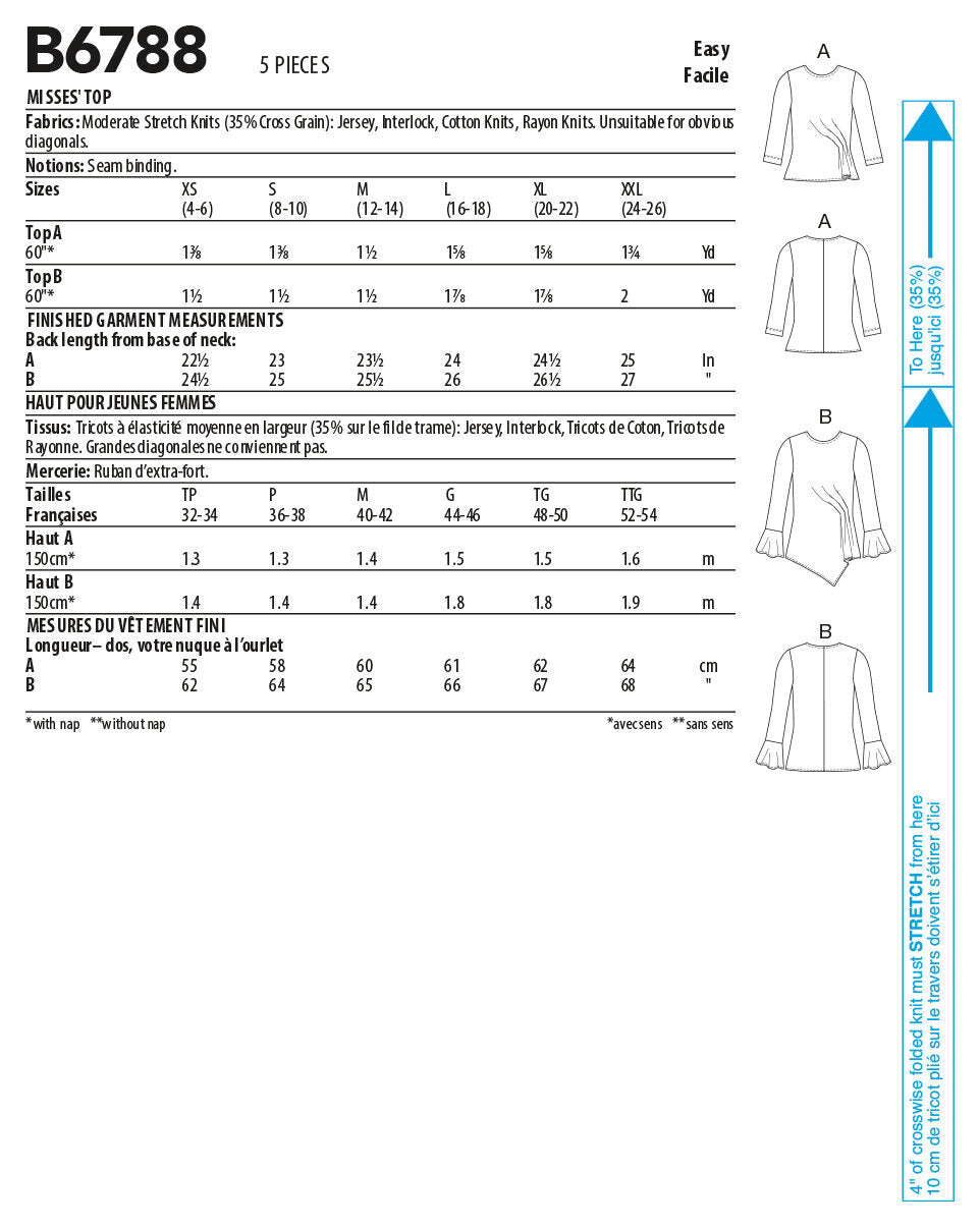 Butterick Misses' Top B6788 - Sewing Pattern
