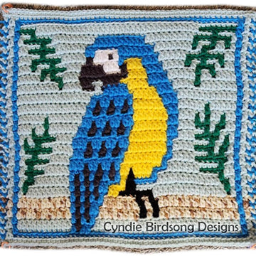 Tropical Macaw - mosaic crochet square