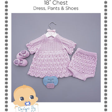 Raven Baby Dress and Pants knitting pattern !8 inch chest size