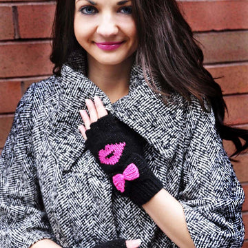 Be My Valentine Flirty Fingerless Gloves with Vday Messages