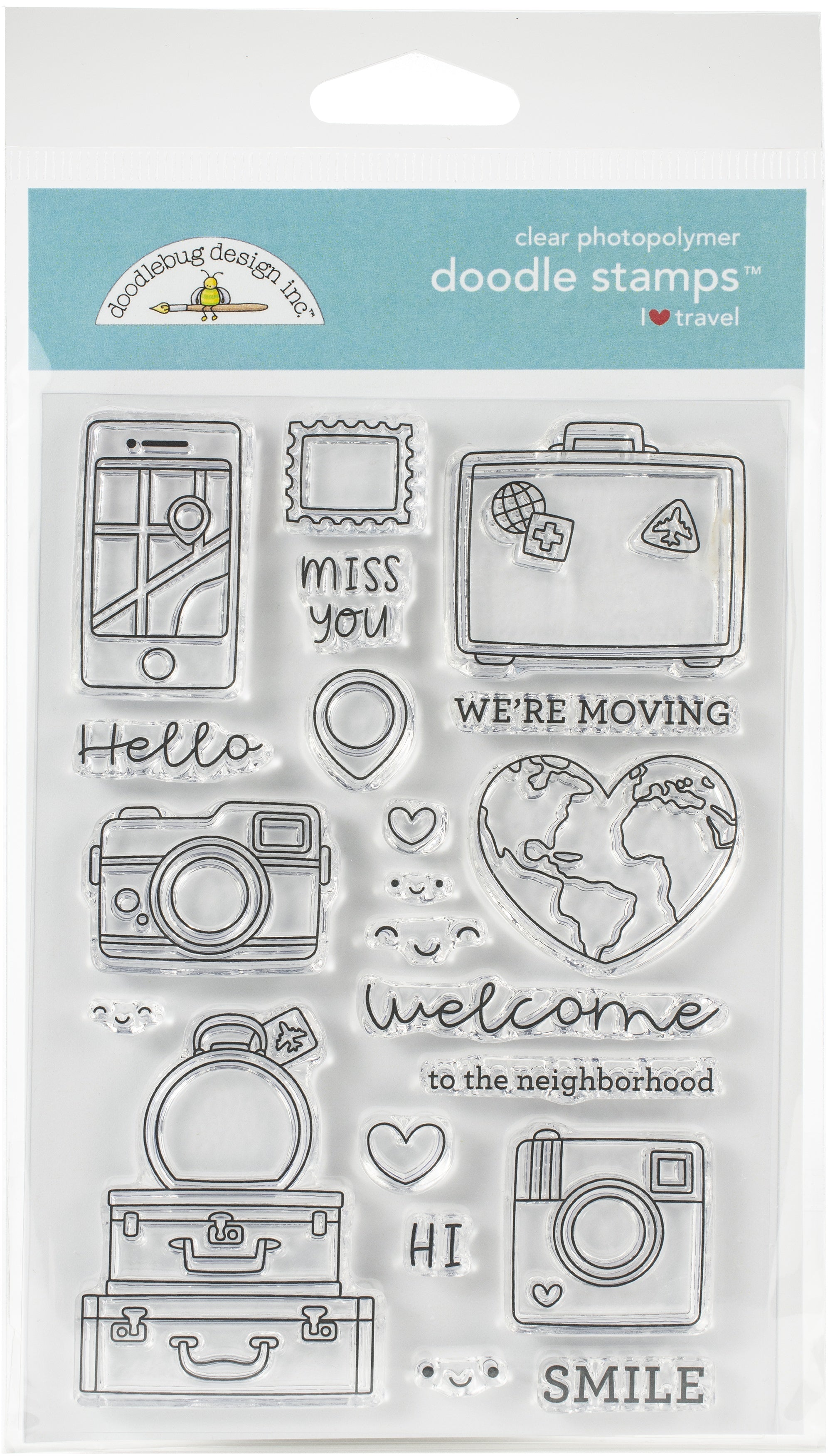 Doodlebug Clear Doodle Stamps - I Heart Travel