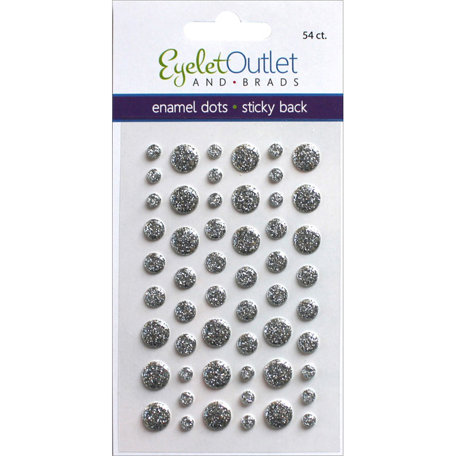 Eyelet Outlet Adhesive-Back Enamel Dots 54/Pkg - Glitter Silver